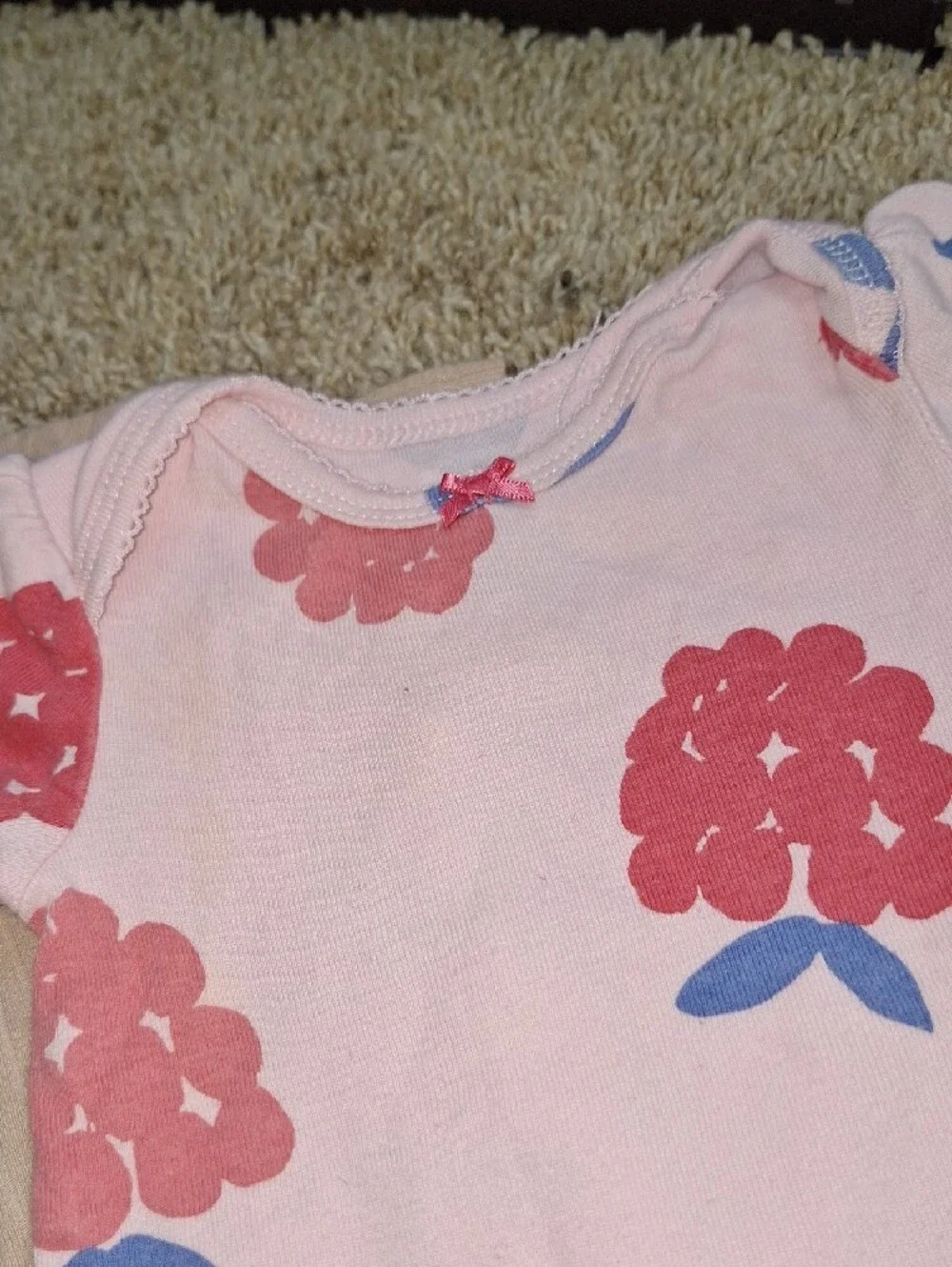Carter's Pastel Floral & Fruit Short Sleeve Onesie Lot - White, Pink, Yellow- 3M